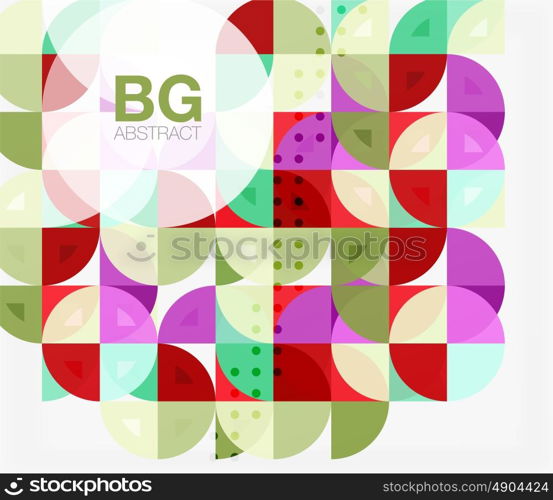 Colorful circles modern abstract composition with text. Geometric background. Vector template background for workflow layout, diagram, number options or web design