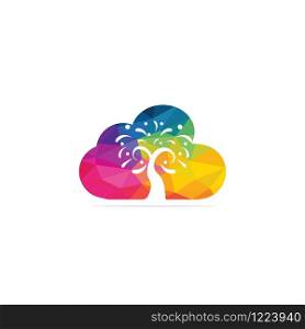 Colorful Cloud tree vector logo design.