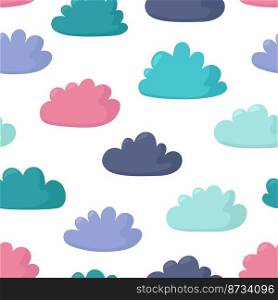 Colorful clouds background. Cartoon style cloud isolated, weather nature seamless pattern. Simple abstract vector texture for fabric, cards, wallpaper. Illustration of cloud background abstract. Colorful clouds background. Cartoon style cloud isolated, weather nature seamless pattern. Simple abstract vector texture for fabric, cards, wallpaper