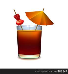 Colorful cocktail with umbrella on a white background. Colourful cocktail with umbrella