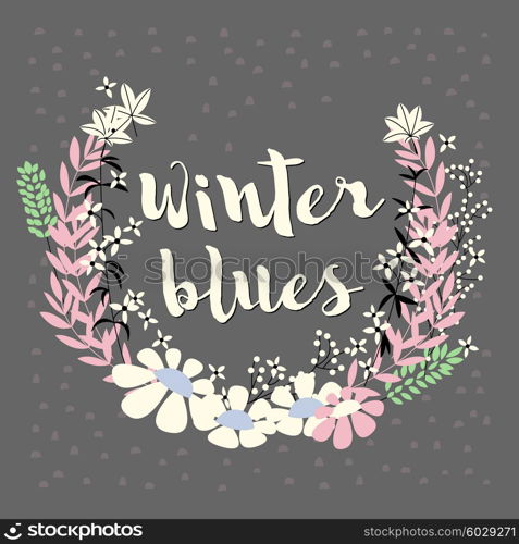 Colorful collection of winter floral arrangement and flowers for invitation, wedding or greeting cards, vector illustration