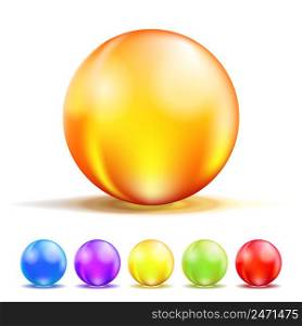 Colorful Color Glass Balls isolated on white. Vector illustration. EPS10 opacity