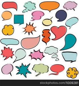 Colorful comic speech bubbles, dialogs