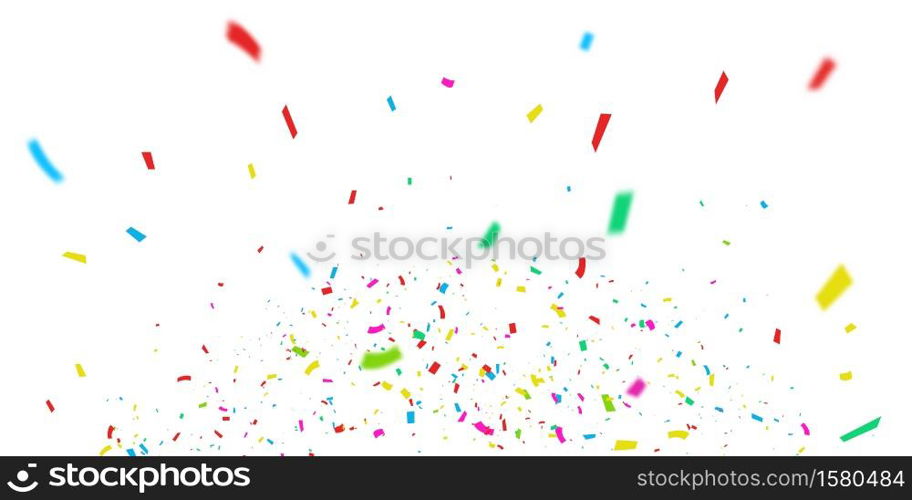 Colorful confetti falling randomly. explosion particles ribbons. Celebration background