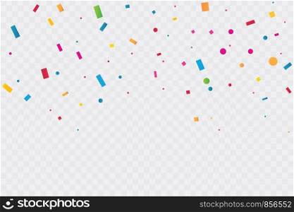 Colorful Confetti On Transparent Background. Celebration Party. Vector Illustration.. Colorful Confetti On Transparent Background. Celebration Party. Vector Illustration
