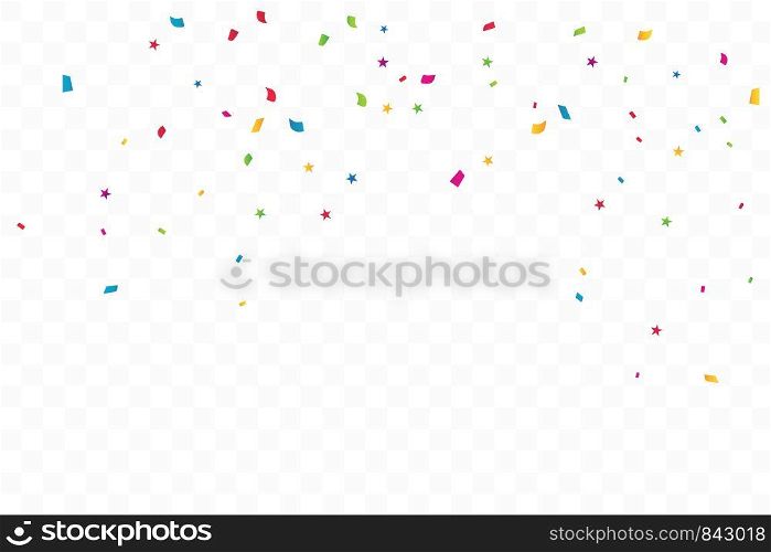 Colorful Confetti Star On Transparent Background. Celebration Party. Vector Illustration.. Colorful Confetti Star On Transparent Background. Celebration Party. Vector Illustration