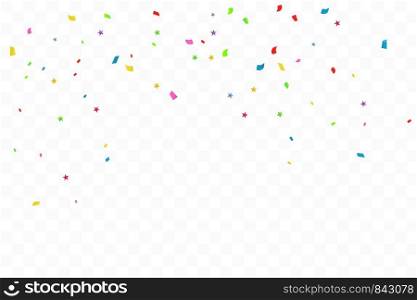 Colorful Confetti Star On Transparent Background. Celebration Party. Vector Illustration.. Colorful Confetti Star On Transparent Background. Celebration Party. Vector Illustration