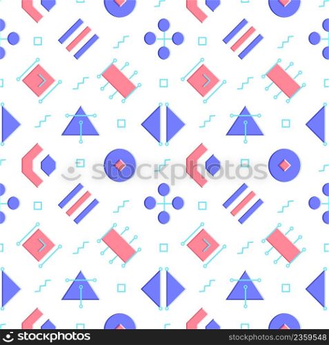 Colorful convex shapes seamless pattern design. Abstract shapes on white background. Vector design with repeating graphic elements. Geometric texture for wallpaper, poster, website. Colorful convex shapes seamless pattern design