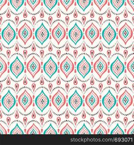 Colorful Coral and Aqua Small Scale Lace Pattern with Diamonds and Dots. Classic Elegant Vector Seamless Background Perfect for Textile and Stationery and Wdding Invitations. Colorful Coral and Aqua Handdrawn Lace Pattern with Diamonds and Dots. Classic Elegant Vector Seamless Background