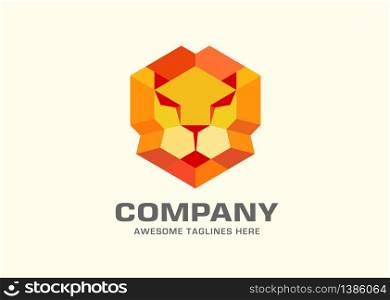 Colorful Creative Geometric Lion Head Logo Symbol Vector Design Illustration