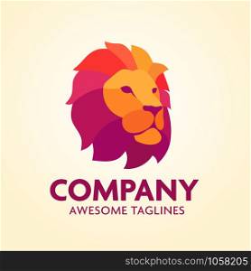 Colorful Creative Lion Head Logo Design Symbol Vector Illustration
