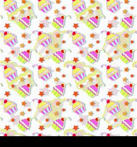 Colorful Cupcake Seamless Pattern