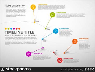 Colorful dark vector infographic timeline report template with bubbles - light version. Colorful Infographic timeline report template with bubbles