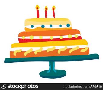 Colorful decorated cake vector or color illustration