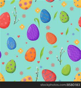 Colorful decorated Easter eggs seamless pattern. Spring holiday. Happy easter eggs. Seasonal celebration. Colorful decorated Easter eggs seamless pattern. Spring holiday. Happy easter eggs. Seasonal celebration.