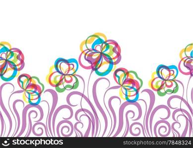 Colorful decorative EPS10 seamless pattern with abstract hand drawn flowers