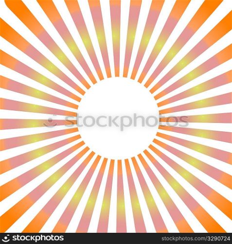 colorful deformated radial rays background with round copyspace in center