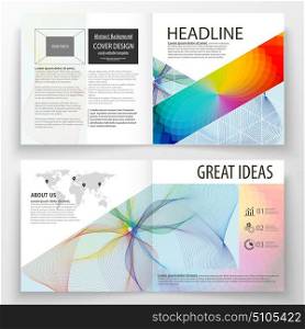 Colorful design background with abstract shapes and waves, overlap effect. Business templates for square bi fold brochure, magazine, flyer, booklet. Leaflet cover, flat layout, easy editable vector.. Business templates for square bi fold brochure, magazine, flyer, booklet. Leaflet cover, flat layout, easy editable vector. Colorful design background with abstract shapes and waves, overlap effect