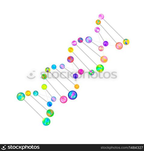 Colorful detailed DNA, genetic sign isolated on white. Colorful detailed DNA, genetic sign on white