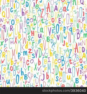 Colorful Different Letters. Alphabet Seamless Pattern. Hand-drawn vector illustration