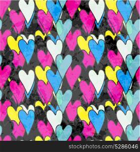 Colorful dirty grunge cracked pattern with hearts