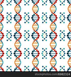 Colorful DNA spiral seamless pattern - genetic, biological or medicinal texture. Vector illustration. Colorful DNA spiral seamless pattern