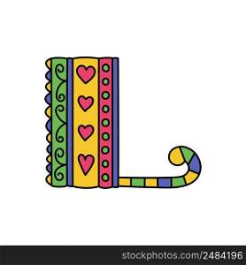 Colorful doodle letter L. Hand drawn line ABC. Sketch alphabet. Kids illustration.. Colorful doodle letter L. Hand drawn line ABC. Sketch alphabet. Kids illustration
