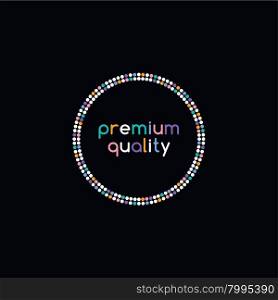 colorful dot theme art premium quality badge. colorful dot theme art premium quality badge vector graphic illustration