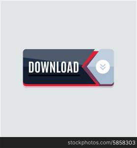 Colorful download web button with arrow. Modern flat design, paper graphic, website icon and design element