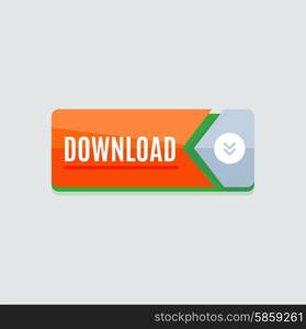 Colorful download web button with arrow. Modern flat design, paper graphic, website icon and design element