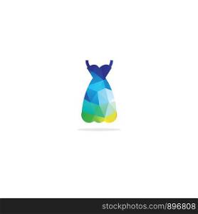 Colorful dress, low poly style woman dress, hexagon suit vector illustration.