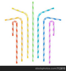 Colorful Drinking Straws Vector. Colorful Drinking Straws Vector. Different Types. Plastic Straight And Curved. For Celebration Background Design, Cocktail Menu.