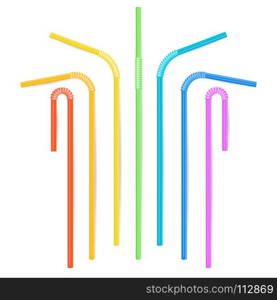 Colorful Drinking Straws Vector. Different Types. Colorful Drinking Straws Vector. Different Types. Plastic Straight And Curved. For Celebration Background Design, Cocktail Menu.