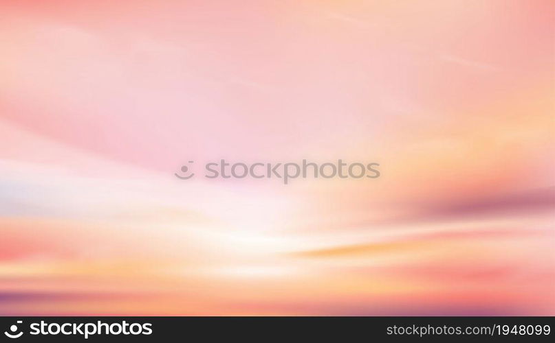 Colorful dust sky with clouds in pastel tone on blue,pink,purple,yellow,orange in morning background,beautiful sunset sky on autumn,spring,summer,winter,Vector illustration sweet holiday backdrop