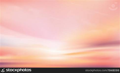 Colorful dust sky with clouds in pastel tone on blue,pink,purple,yellow,orange in morning background,beautiful sunset sky on autumn,spring,summer,winter,Vector illustration sweet holiday backdrop