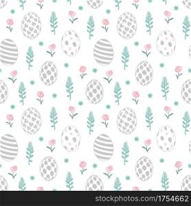 Colorful easter eggs on white background seamless pattern for decorative,fabric,textile,print or wallpaper,vector illustration