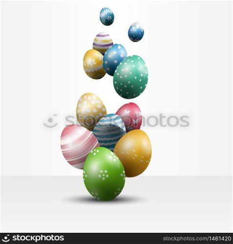Colorful Easter eggs on white background.Vector