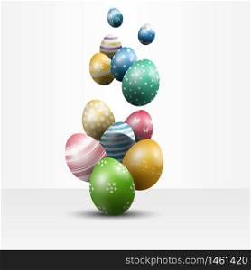Colorful Easter eggs on white background.Vector