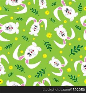 Colorful easter rabbit egg seamless pattern. Vector illustration.