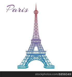 Colorful Eiffel tower on white backgound. Colorful hand drawn Eiffel tower isolated on white backgound. Vector illustration