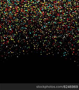 Colorful Explosion of Confetti. Illustration Colorful Explosion of Confetti. Abstract Grainy Texture on Black Background - Vector