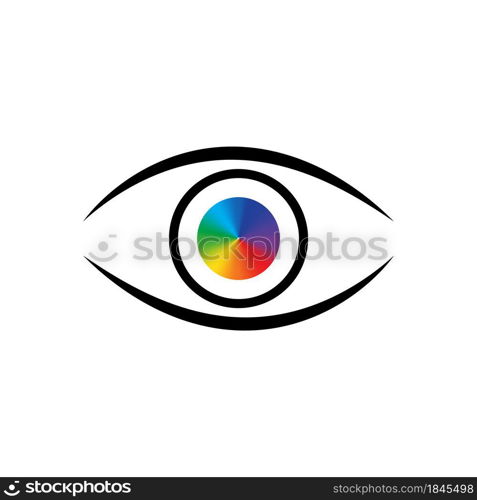 Colorful eyeball in black eyelid. Design art concept. Abstract futuristic background. Vector illustration. Stock image. EPS 10.. Colorful eyeball in black eyelid. Design art concept. Abstract futuristic background. Vector illustration. Stock image.