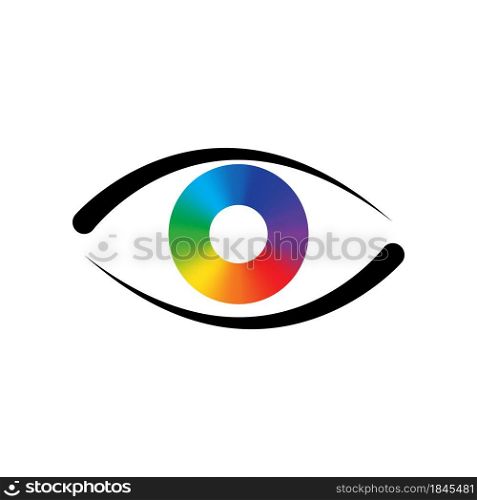 Colorful eyeball on black eyelid icon. Abstract background. Design art concept. Vector illustration. Stock image. EPS 10.. Colorful eyeball on black eyelid icon. Abstract background. Design art concept. Vector illustration. Stock image.