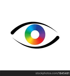 Colorful eyeball on black eyelid icon. Abstract background. Design art concept. Vector illustration. Stock image. EPS 10.. Colorful eyeball on black eyelid icon. Abstract background. Design art concept. Vector illustration. Stock image.