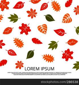 Colorful fall of leaves background. Nature seasonal background, vector illustration. Colorful fall of leaves background
