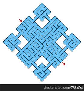 Colorful fantastic labyrinth in the form of a diamond with an entrance and an exit. Simple flat vector illustration isolated on white background.