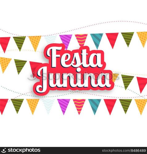 colorful festa junina festical card with party flags