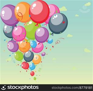 Colorful Festive balloons and confetti background