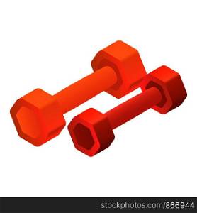 Colorful fitness dumbbell icon. Isometric of colorful fitness dumbbell vector icon for web design isolated on white background. Colorful fitness dumbbell icon, isometric style