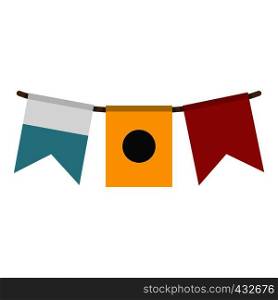 Colorful flags icon flat isolated on white background vector illustration. Colorful flags icon isolated